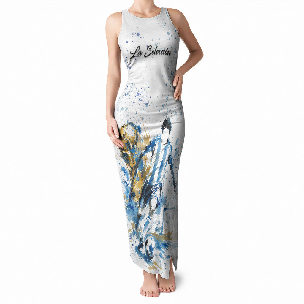 Personalized Argentina Football La Seleccion Tank Maxi Dress Watercolor Splatter World Soccer Art