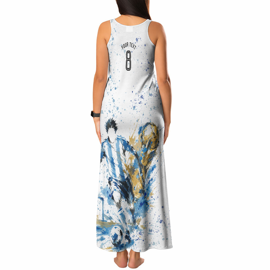 Personalized Argentina Football La Seleccion Tank Maxi Dress Watercolor Splatter World Soccer Art