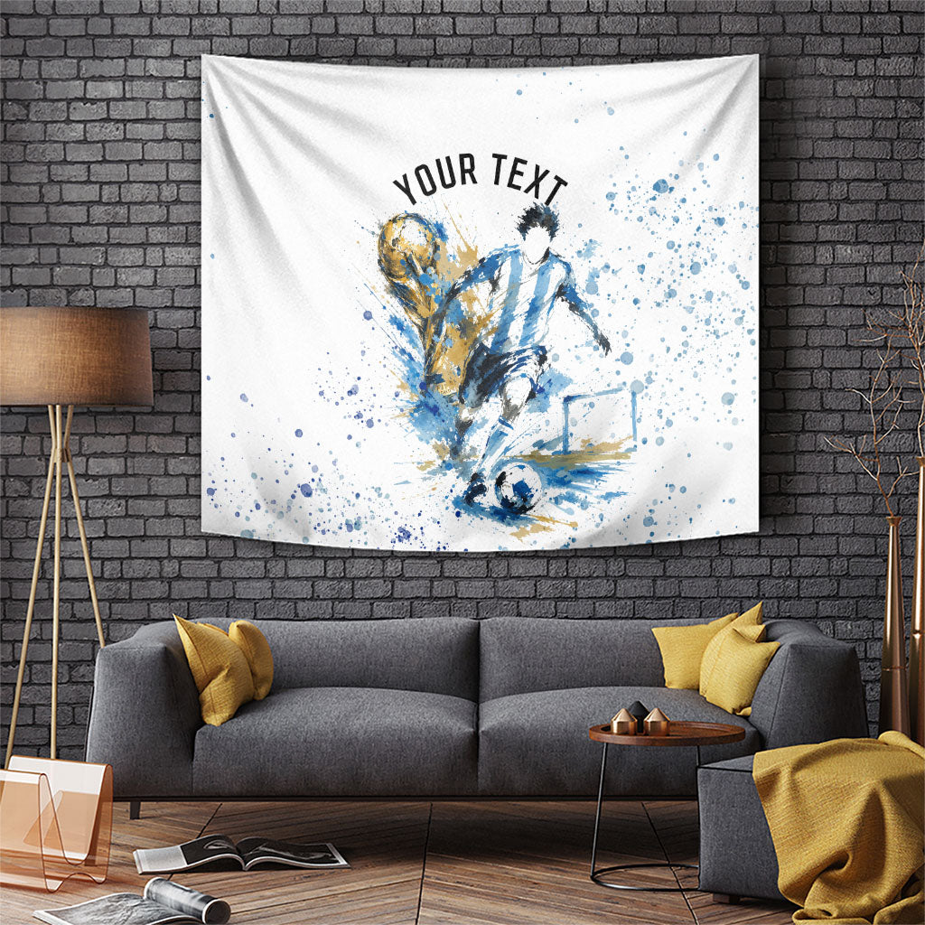 Personalized Argentina Football La Seleccion Tapestry Watercolor Splatter World Soccer Art