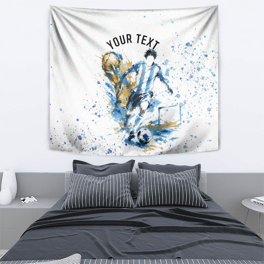 Personalized Argentina Football La Seleccion Tapestry Watercolor Splatter World Soccer Art
