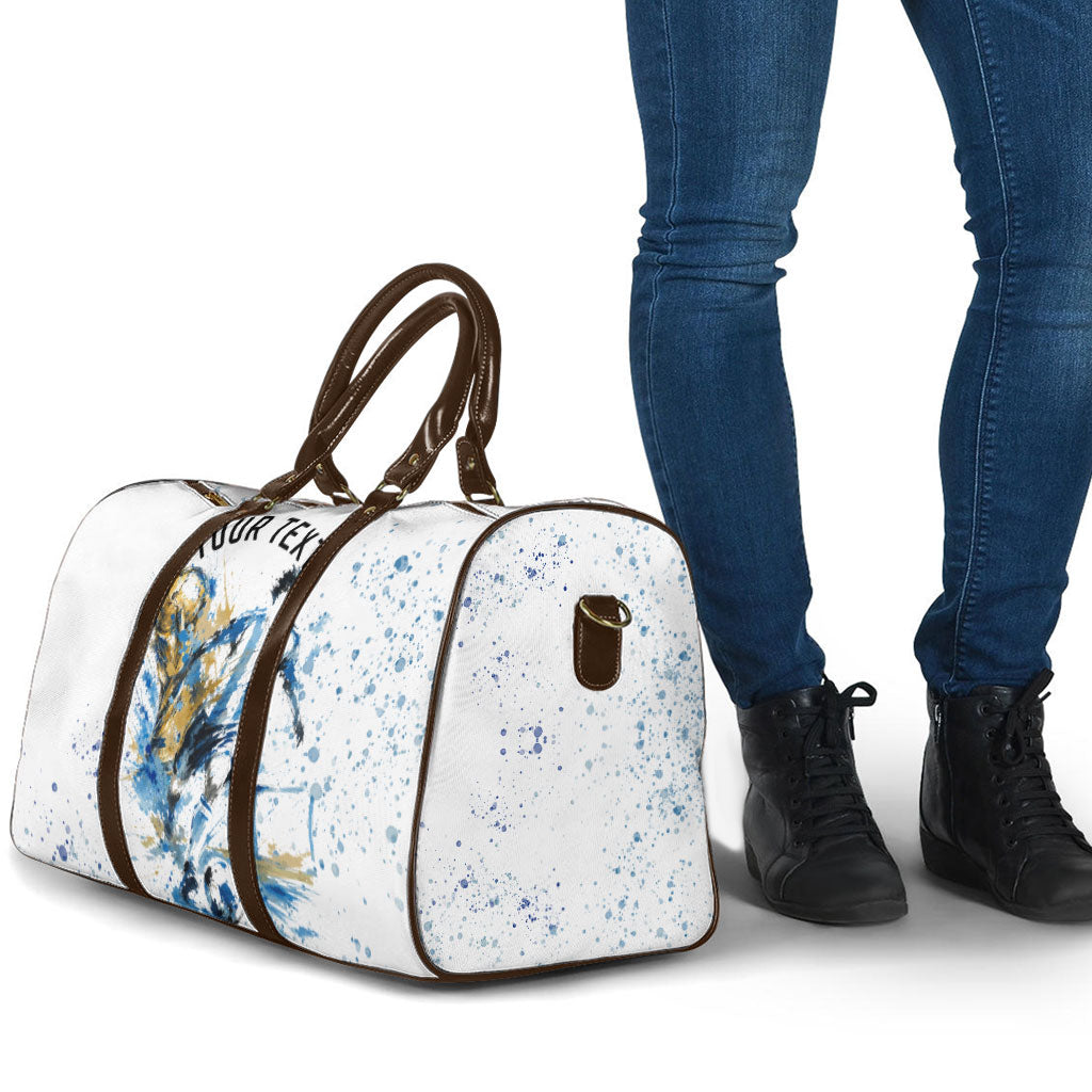 Personalized Argentina Football La Seleccion Travel Bag Watercolor Splatter World Soccer Art