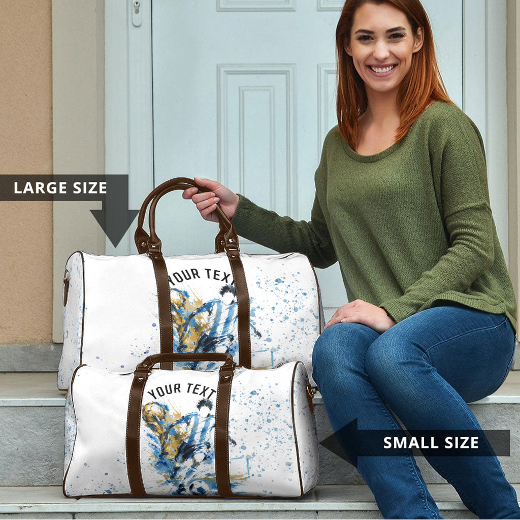 Personalized Argentina Football La Seleccion Travel Bag Watercolor Splatter World Soccer Art
