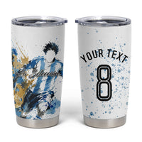 Personalized Argentina Football La Seleccion Tumbler Cup Watercolor Splatter World Soccer Art