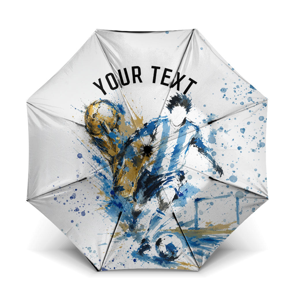 Personalized Argentina Football La Seleccion Umbrella Watercolor Splatter World Soccer Art