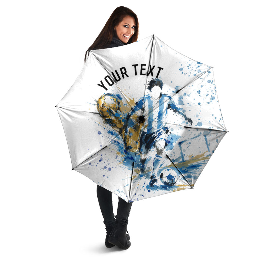 Personalized Argentina Football La Seleccion Umbrella Watercolor Splatter World Soccer Art