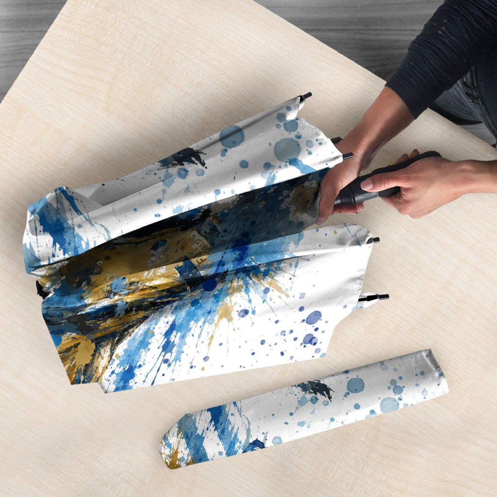 Personalized Argentina Football La Seleccion Umbrella Watercolor Splatter World Soccer Art