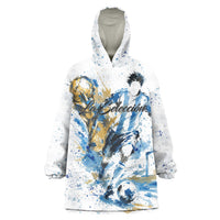 Personalized Argentina Football La Seleccion Wearable Blanket Hoodie Watercolor Splatter World Soccer Art