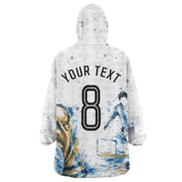 Personalized Argentina Football La Seleccion Wearable Blanket Hoodie Watercolor Splatter World Soccer Art