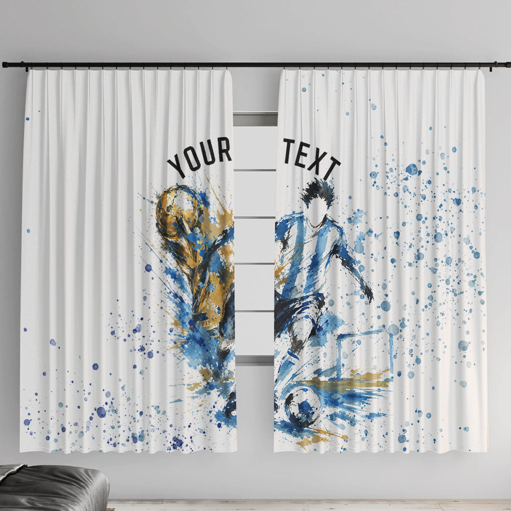 Personalized Argentina Football La Seleccion Window Curtain Watercolor Splatter World Soccer Art