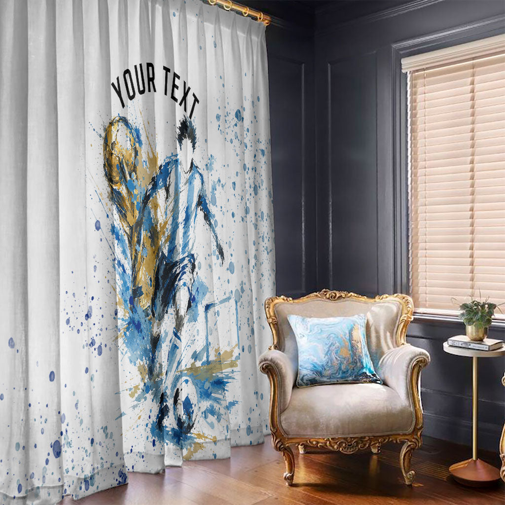Personalized Argentina Football La Seleccion Window Curtain Watercolor Splatter World Soccer Art