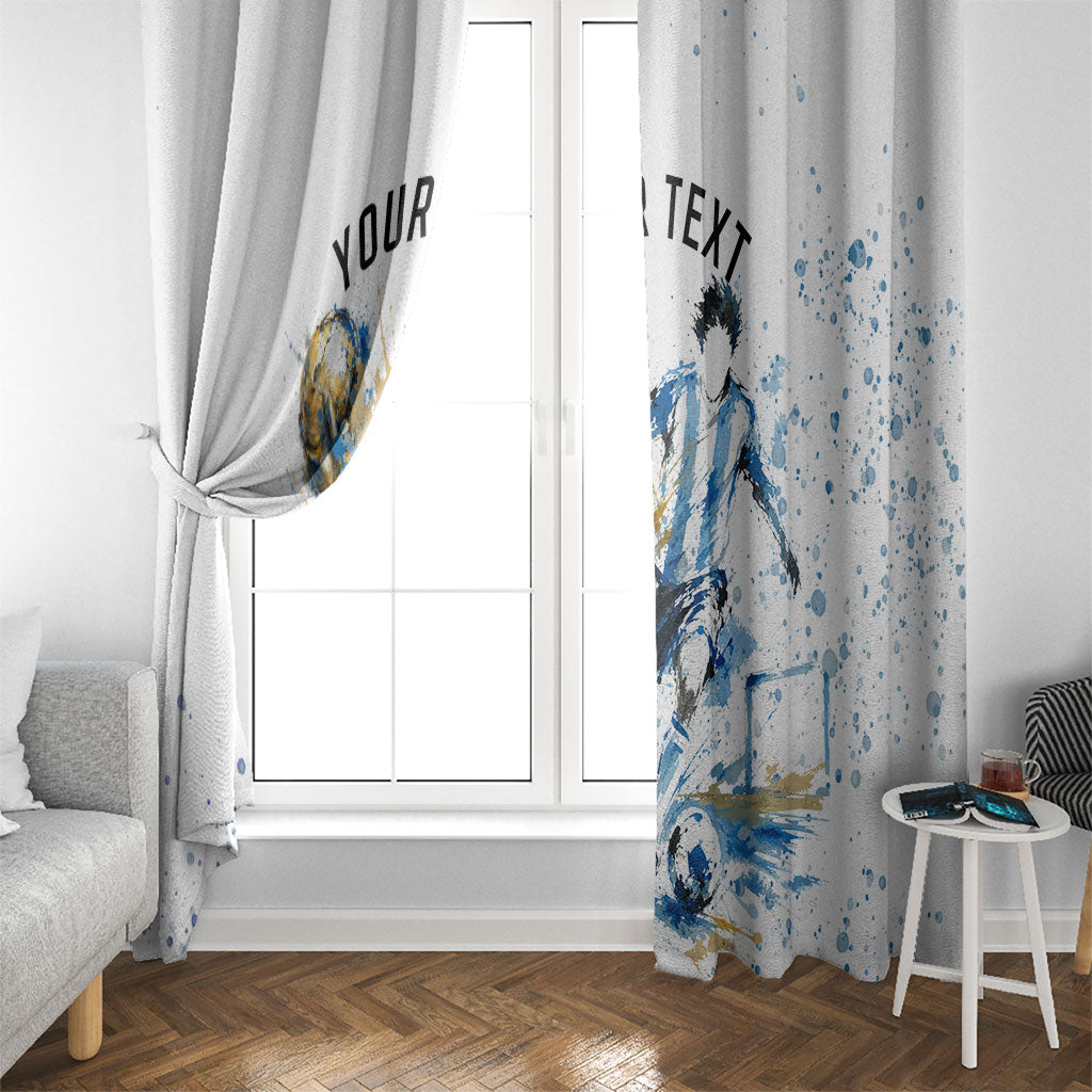 Personalized Argentina Football La Seleccion Window Curtain Watercolor Splatter World Soccer Art