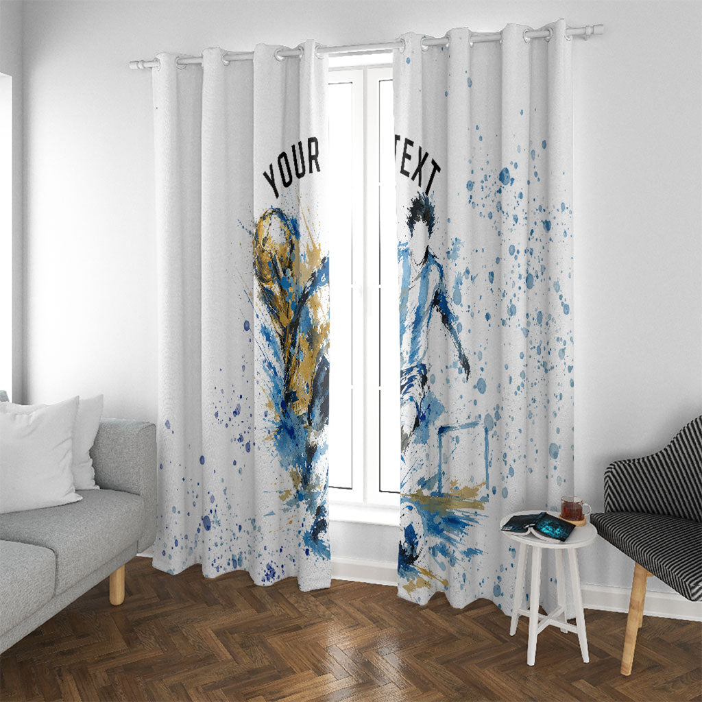 Personalized Argentina Football La Seleccion Window Curtain Watercolor Splatter World Soccer Art