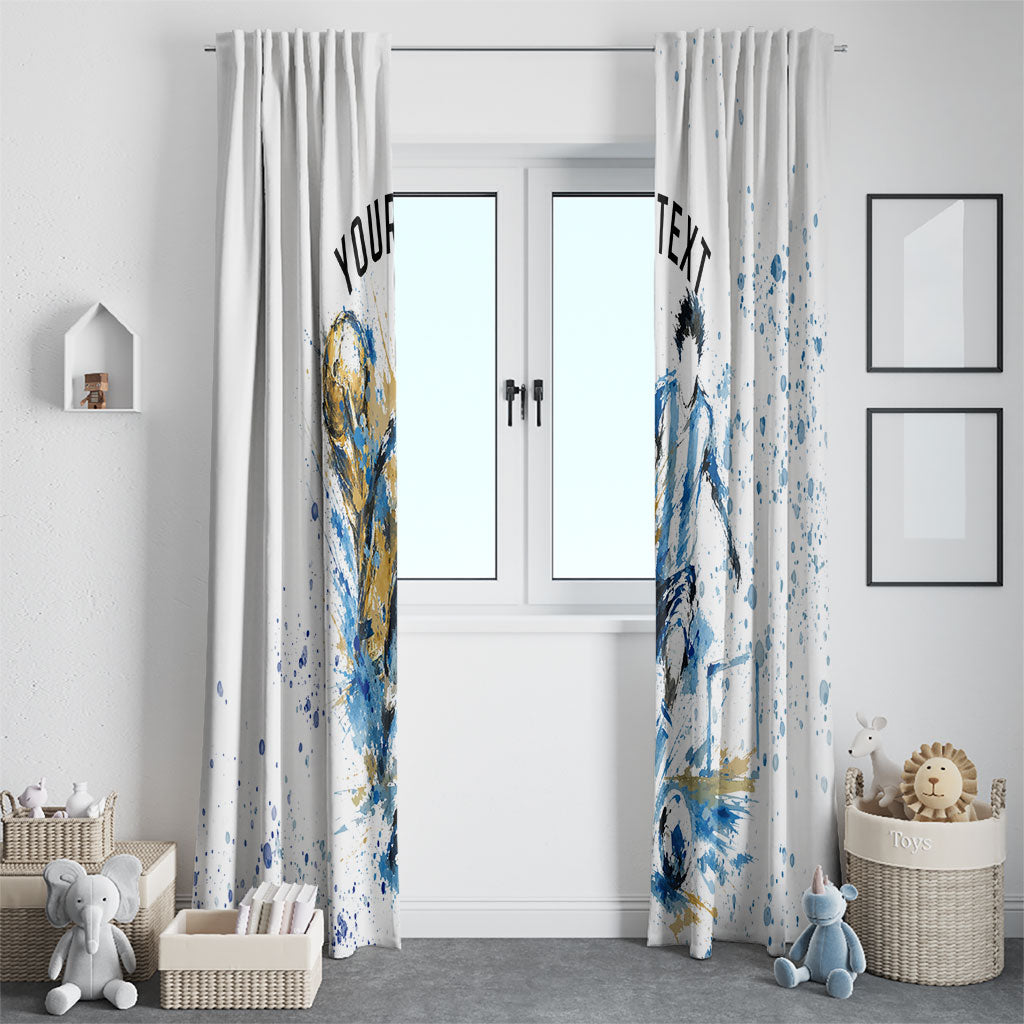 Personalized Argentina Football La Seleccion Window Curtain Watercolor Splatter World Soccer Art