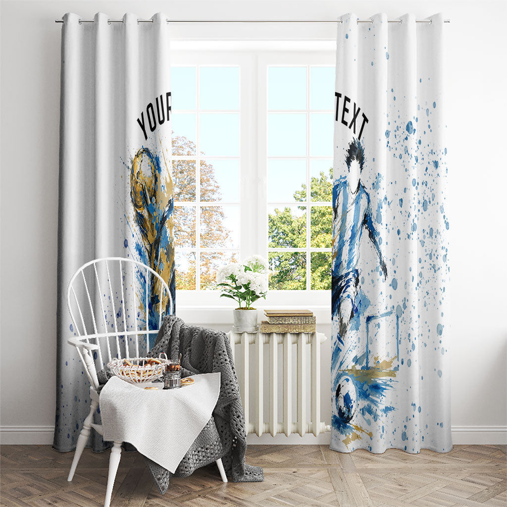 Personalized Argentina Football La Seleccion Window Curtain Watercolor Splatter World Soccer Art