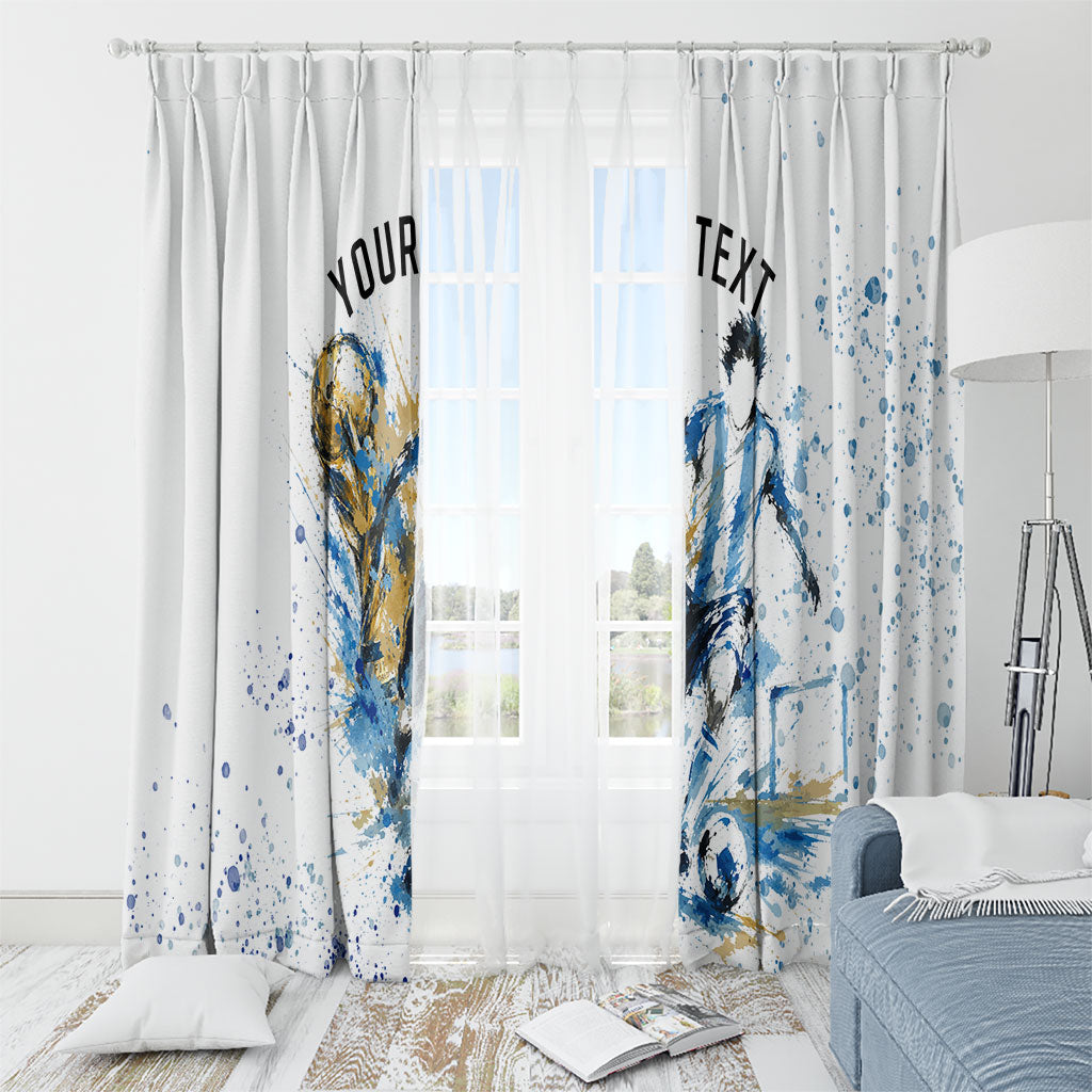 Personalized Argentina Football La Seleccion Window Curtain Watercolor Splatter World Soccer Art