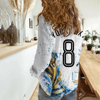 Personalized Argentina Football La Seleccion Women Casual Shirt Watercolor Splatter World Soccer Art