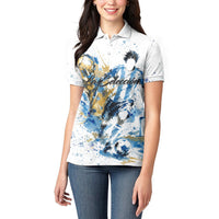Personalized Argentina Football La Seleccion Women Polo Shirt Watercolor Splatter World Soccer Art