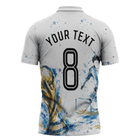 Personalized Argentina Football La Seleccion Zipper Polo Shirt Watercolor Splatter World Soccer Art