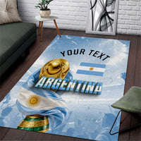 Personalized Argentina Football Champion Trophy Area Rug Flag Soccer Fan Graphic