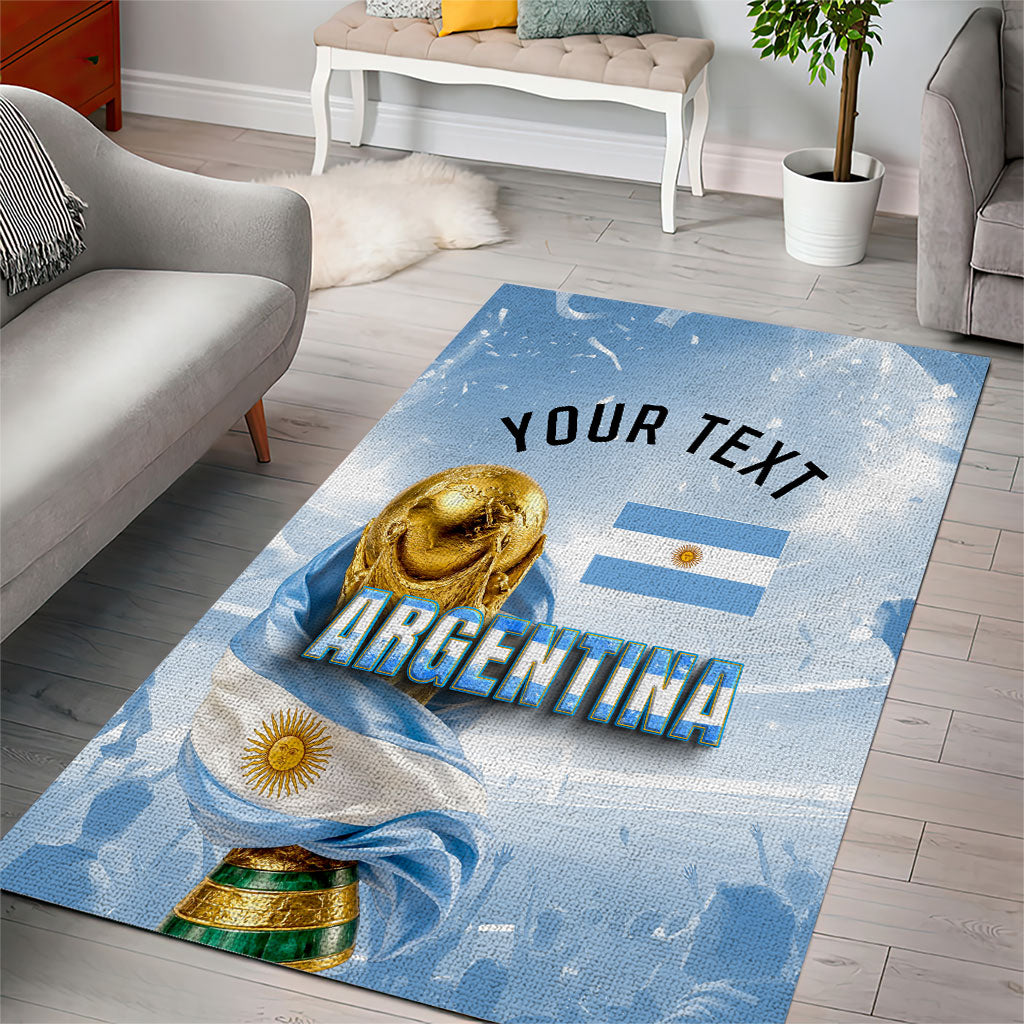 Personalized Argentina Football Champion Trophy Area Rug Flag Soccer Fan Graphic