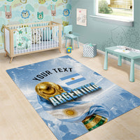 Personalized Argentina Football Champion Trophy Area Rug Flag Soccer Fan Graphic