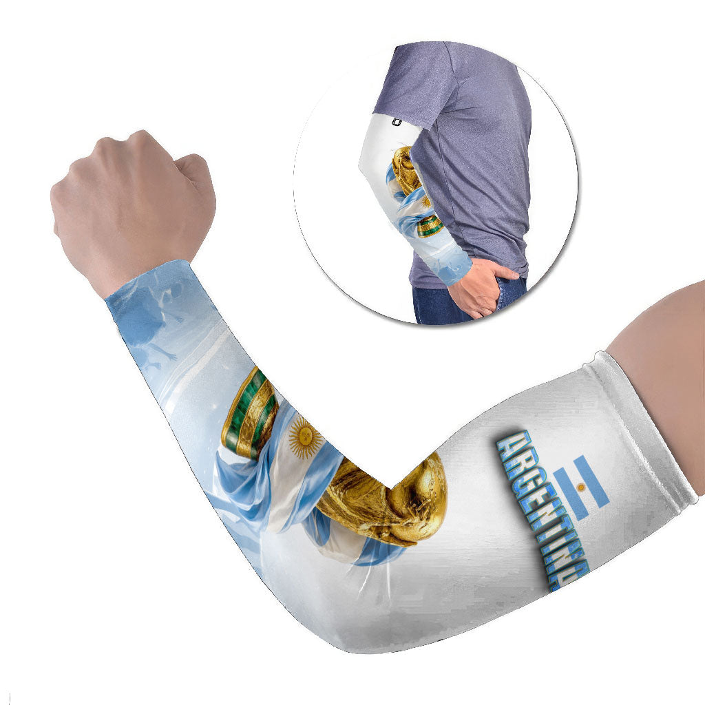 Personalized Argentina Football Champion Trophy Arm Sleeves Flag Soccer Fan Graphic