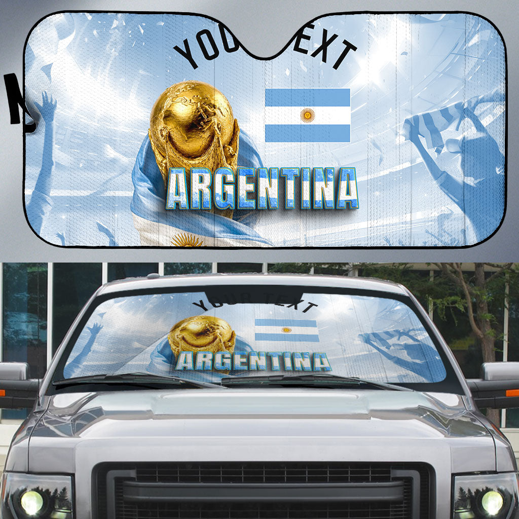 Personalized Argentina Football Champion Trophy Auto Sun Shade Flag Soccer Fan Graphic