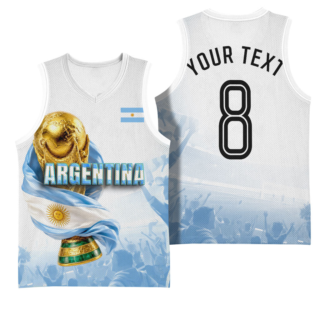 Personalized Argentina Football Champion Trophy Basketball Jersey Flag Soccer Fan Graphic