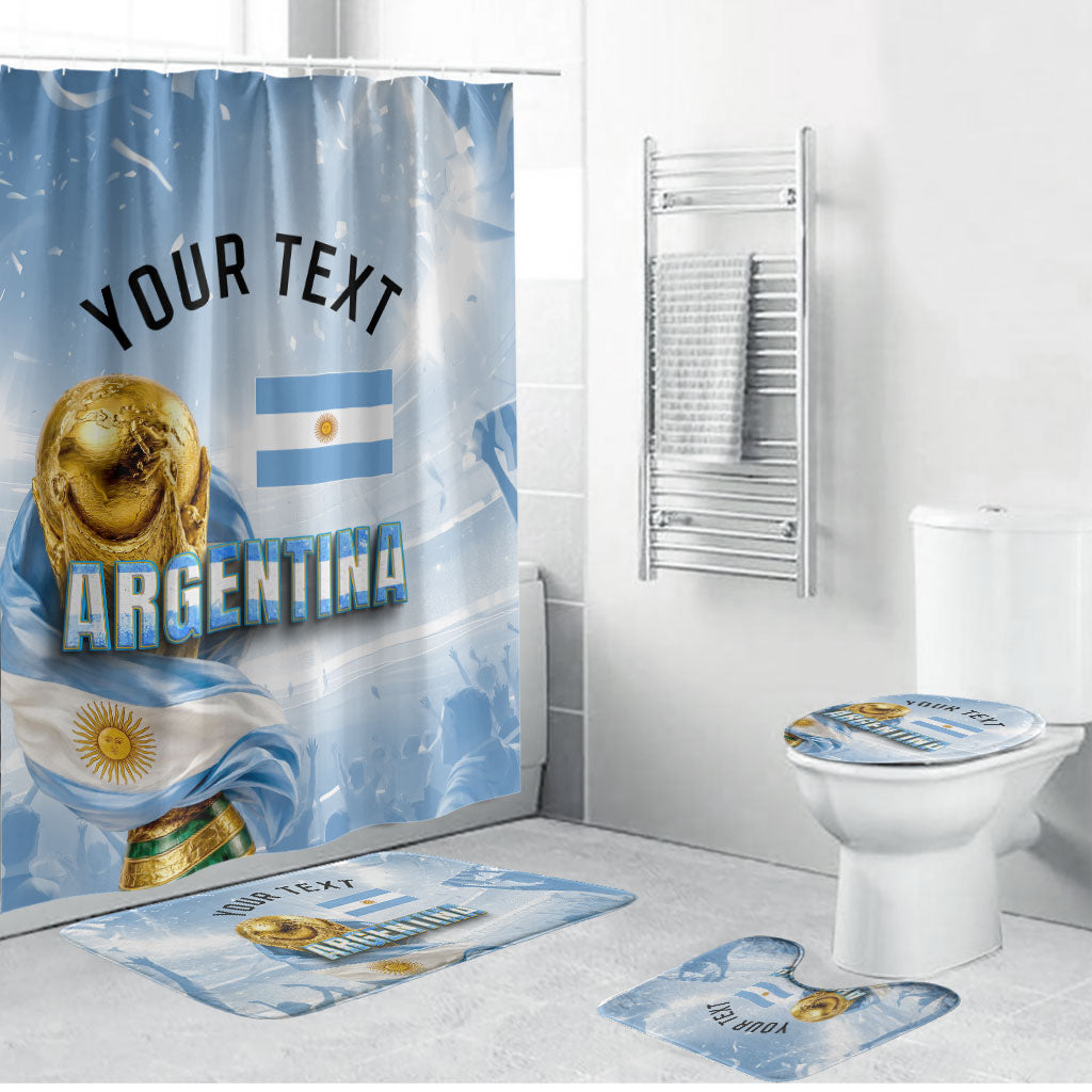 Personalized Argentina Football Champion Trophy Bathroom Set Flag Soccer Fan Graphic