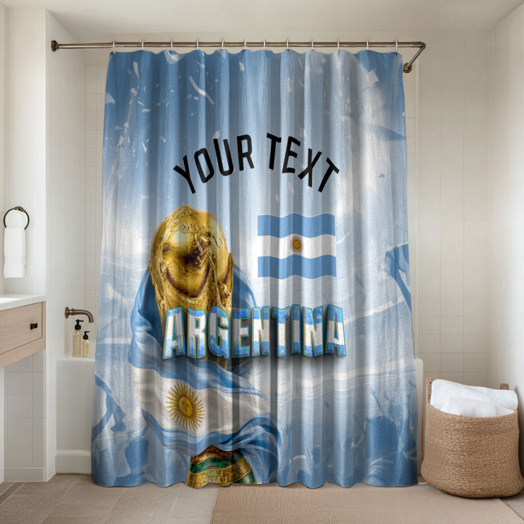Personalized Argentina Football Champion Trophy Bathroom Set Flag Soccer Fan Graphic