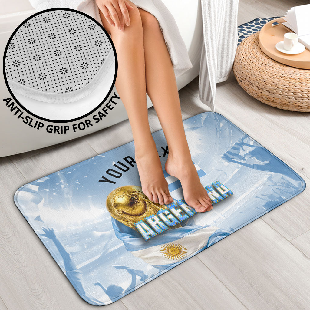 Personalized Argentina Football Champion Trophy Bathroom Set Flag Soccer Fan Graphic