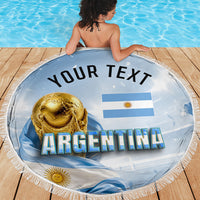 Personalized Argentina Football Champion Trophy Beach Blanket Flag Soccer Fan Graphic