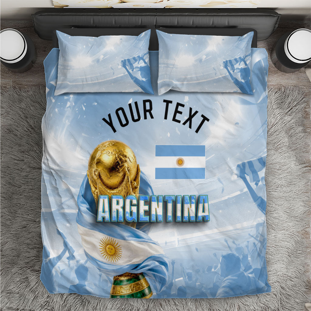 Personalized Argentina Football Champion Trophy Bedding Set Flag Soccer Fan Graphic