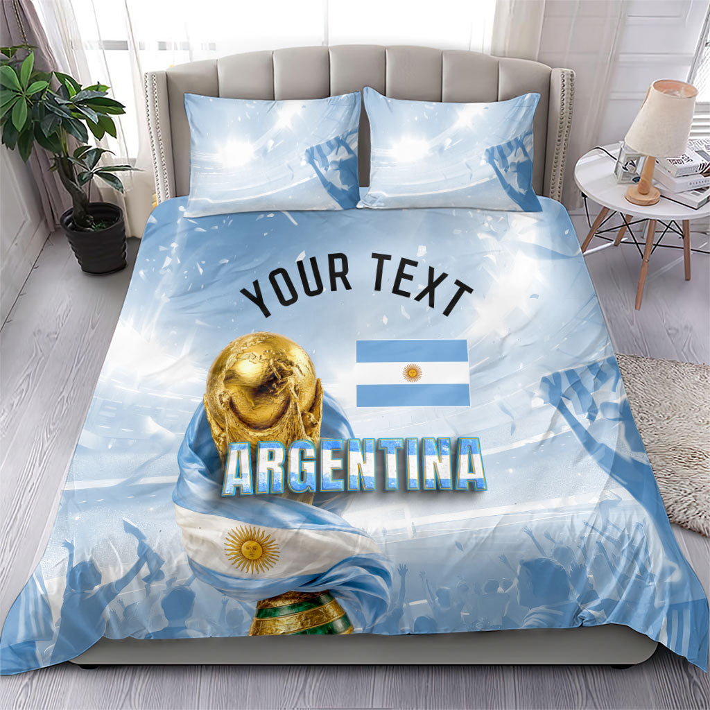 Personalized Argentina Football Champion Trophy Bedding Set Flag Soccer Fan Graphic