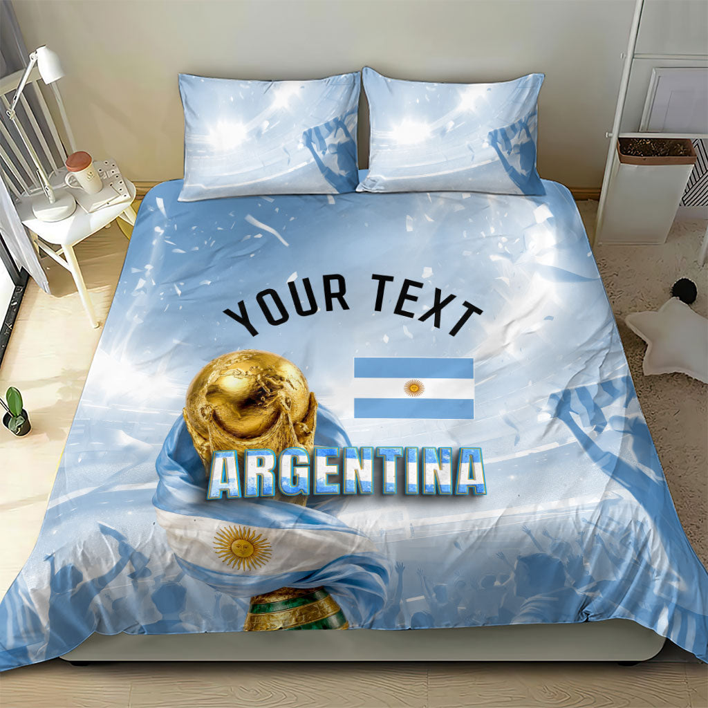 Personalized Argentina Football Champion Trophy Bedding Set Flag Soccer Fan Graphic
