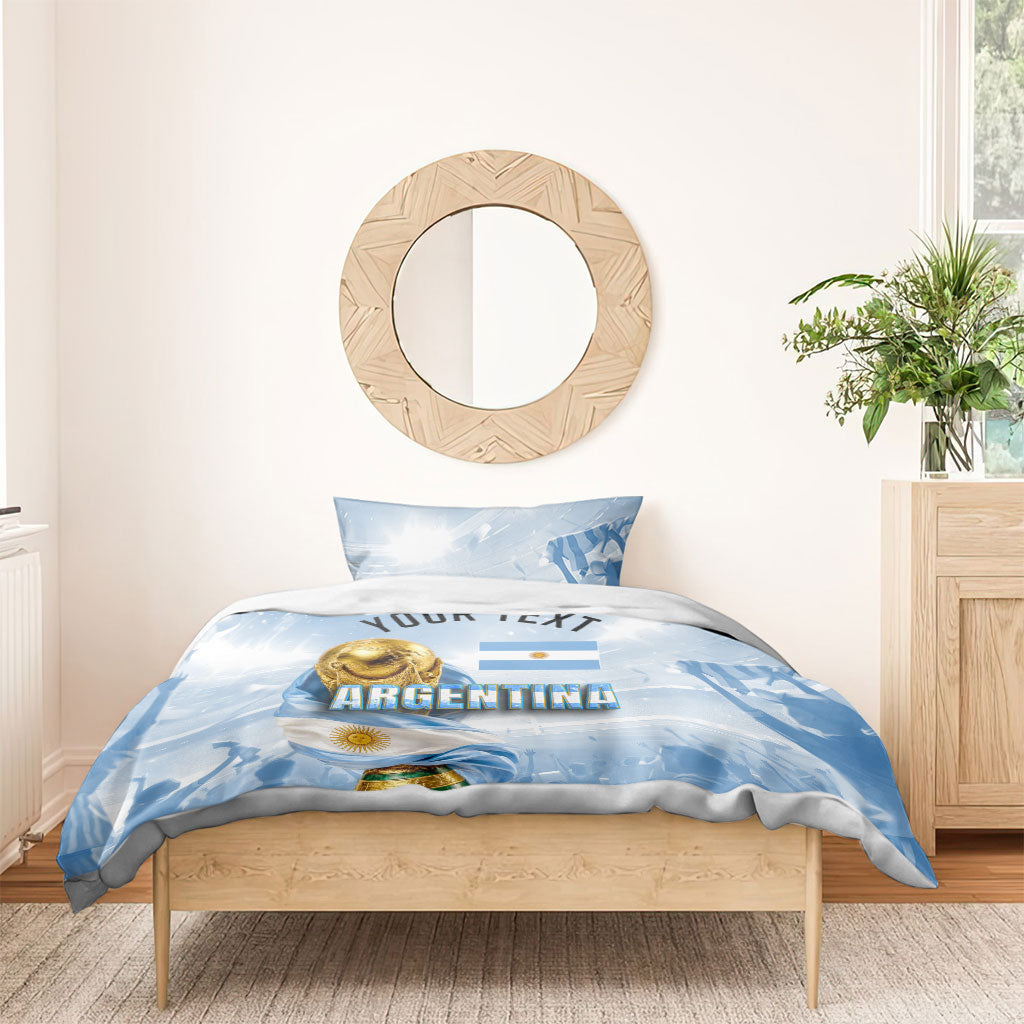 Personalized Argentina Football Champion Trophy Bedding Set Flag Soccer Fan Graphic