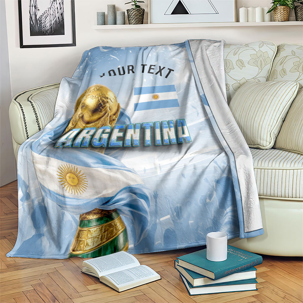Personalized Argentina Football Champion Trophy Blanket Flag Soccer Fan Graphic