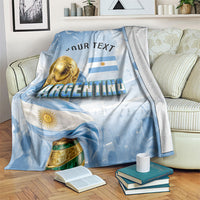 Personalized Argentina Football Champion Trophy Blanket Flag Soccer Fan Graphic
