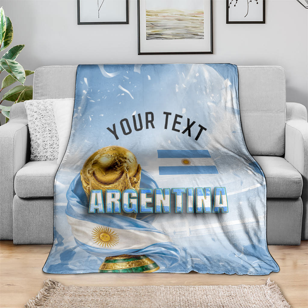 Personalized Argentina Football Champion Trophy Blanket Flag Soccer Fan Graphic