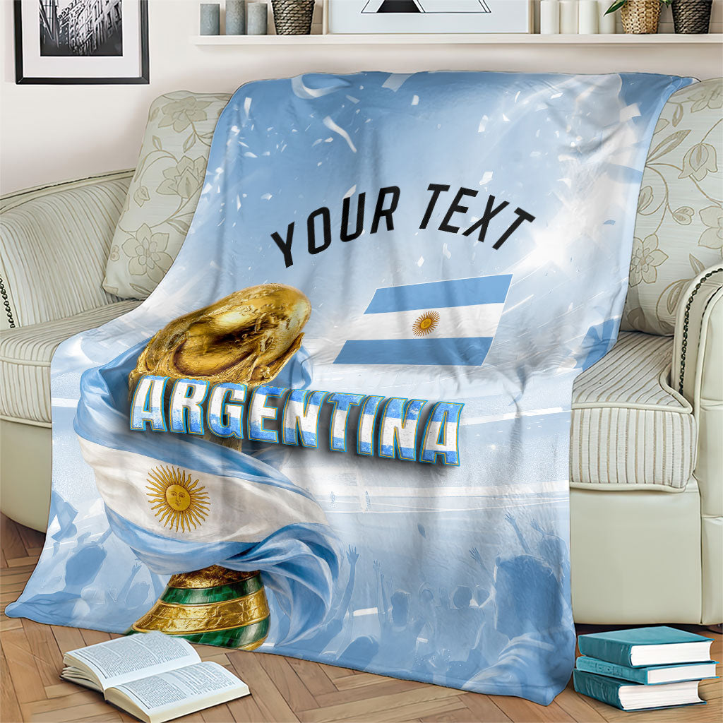 Personalized Argentina Football Champion Trophy Blanket Flag Soccer Fan Graphic