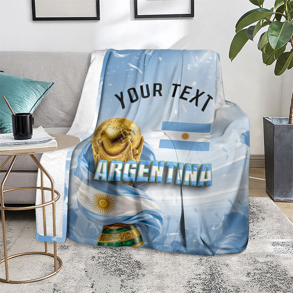 Personalized Argentina Football Champion Trophy Blanket Flag Soccer Fan Graphic