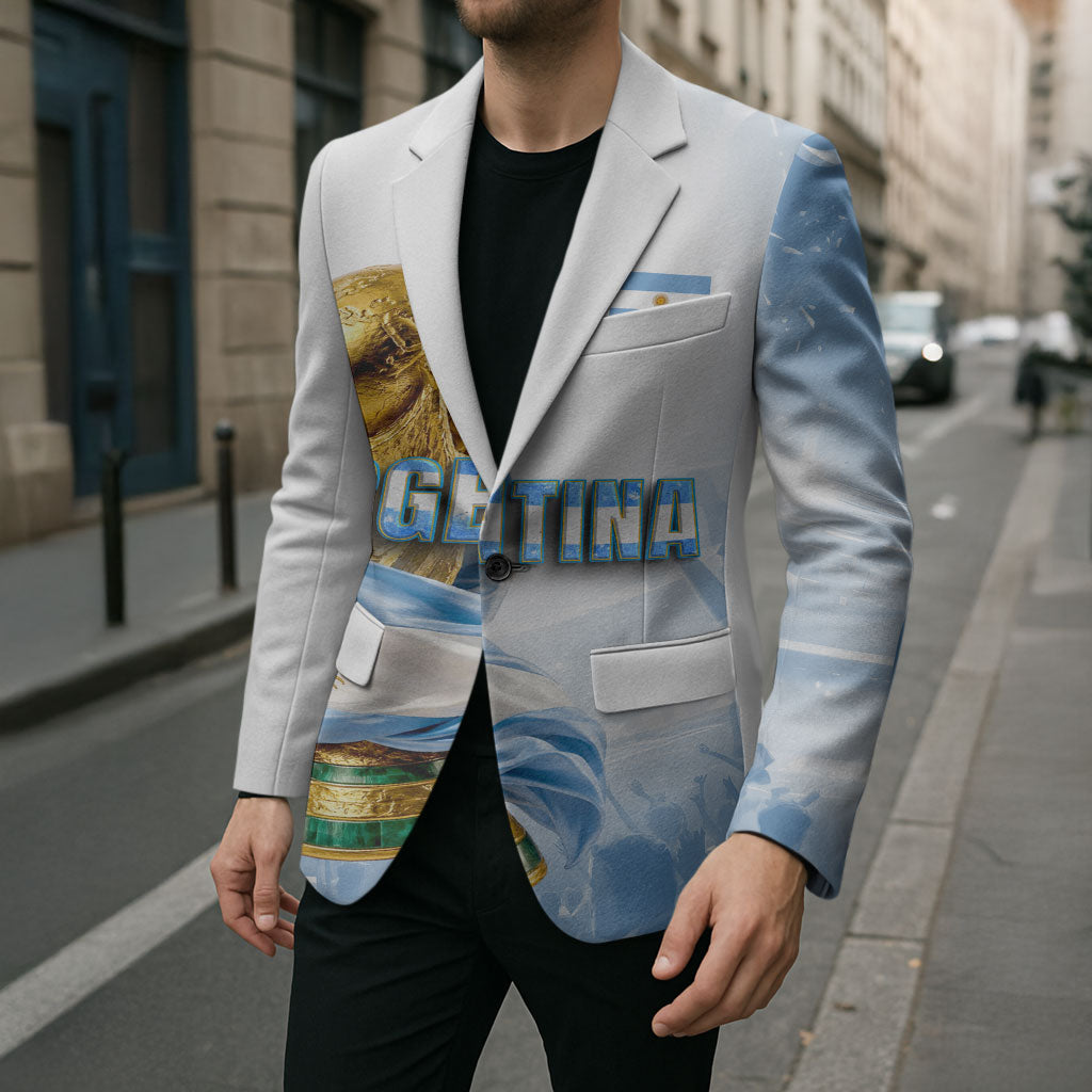 Personalized Argentina Football Champion Trophy Blazer Flag Soccer Fan Graphic