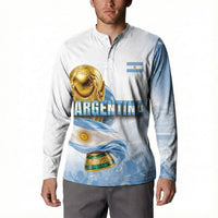 Personalized Argentina Football Champion Trophy Button Sweatshirt Flag Soccer Fan Graphic