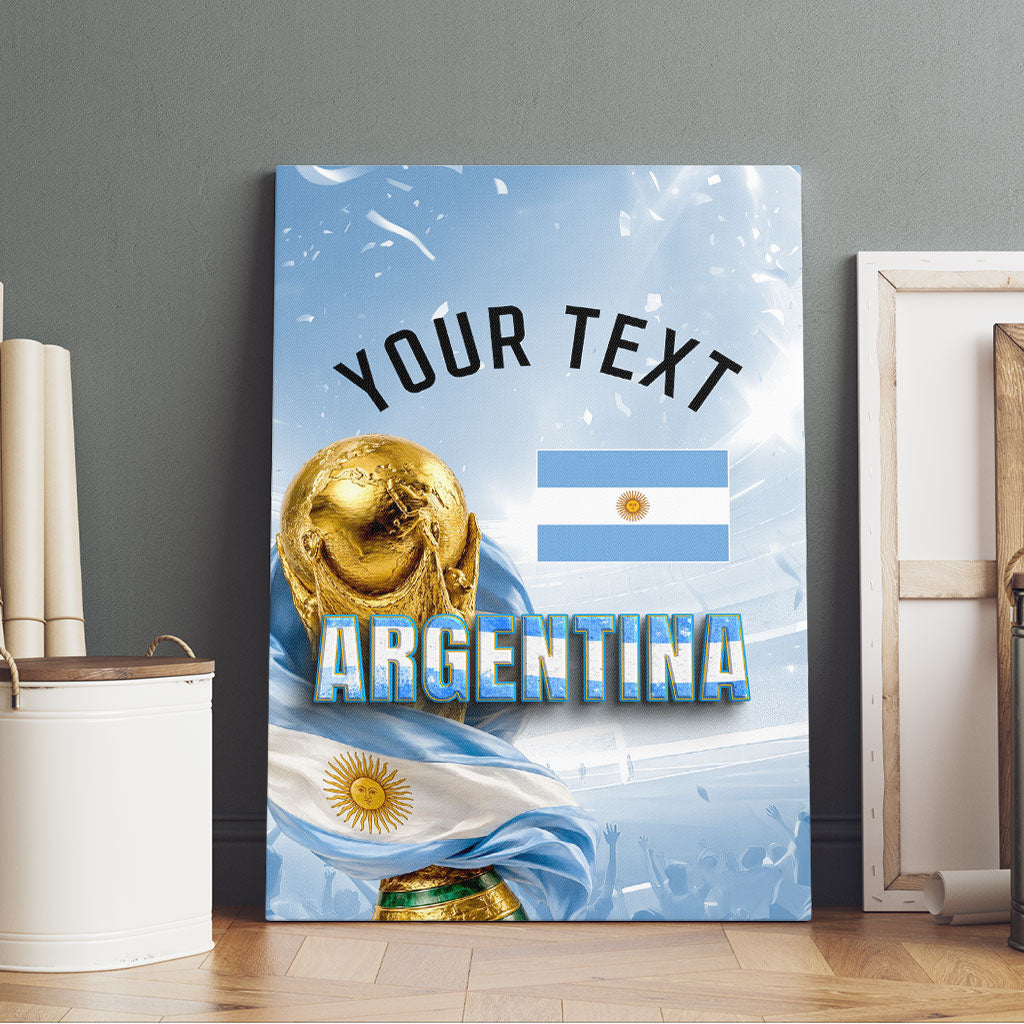 Personalized Argentina Football Champion Trophy Canvas Wall Art Flag Soccer Fan Graphic