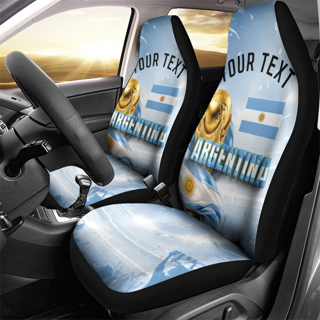 Personalized Argentina Football Champion Trophy Car Seat Cover Flag Soccer Fan Graphic