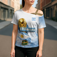 Personalized Argentina Football Champion Trophy Cross Shoulder Shirt Flag Soccer Fan Graphic