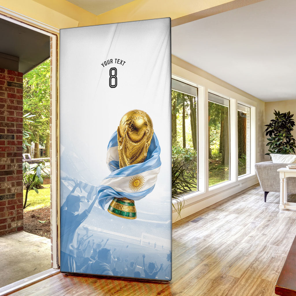 Personalized Argentina Football Champion Trophy Door Cover Flag Soccer Fan Graphic