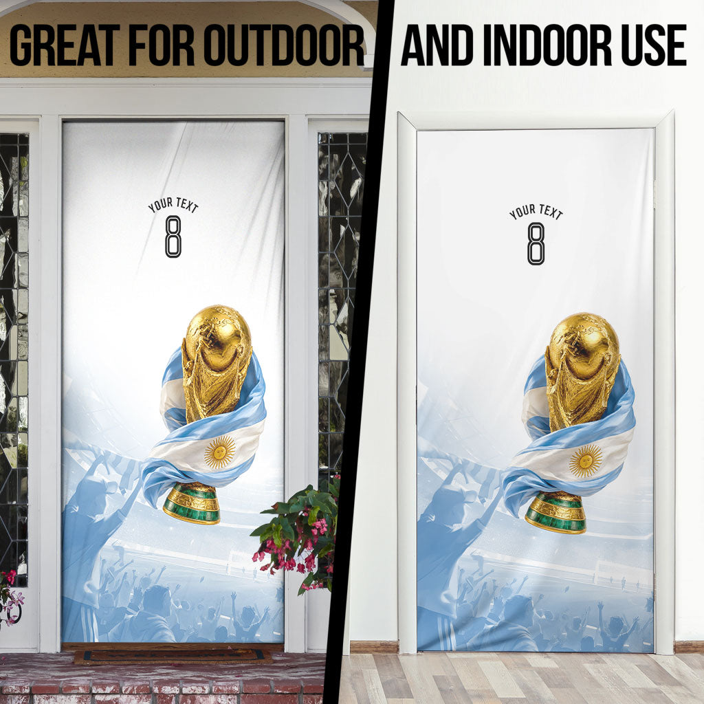 Personalized Argentina Football Champion Trophy Door Cover Flag Soccer Fan Graphic