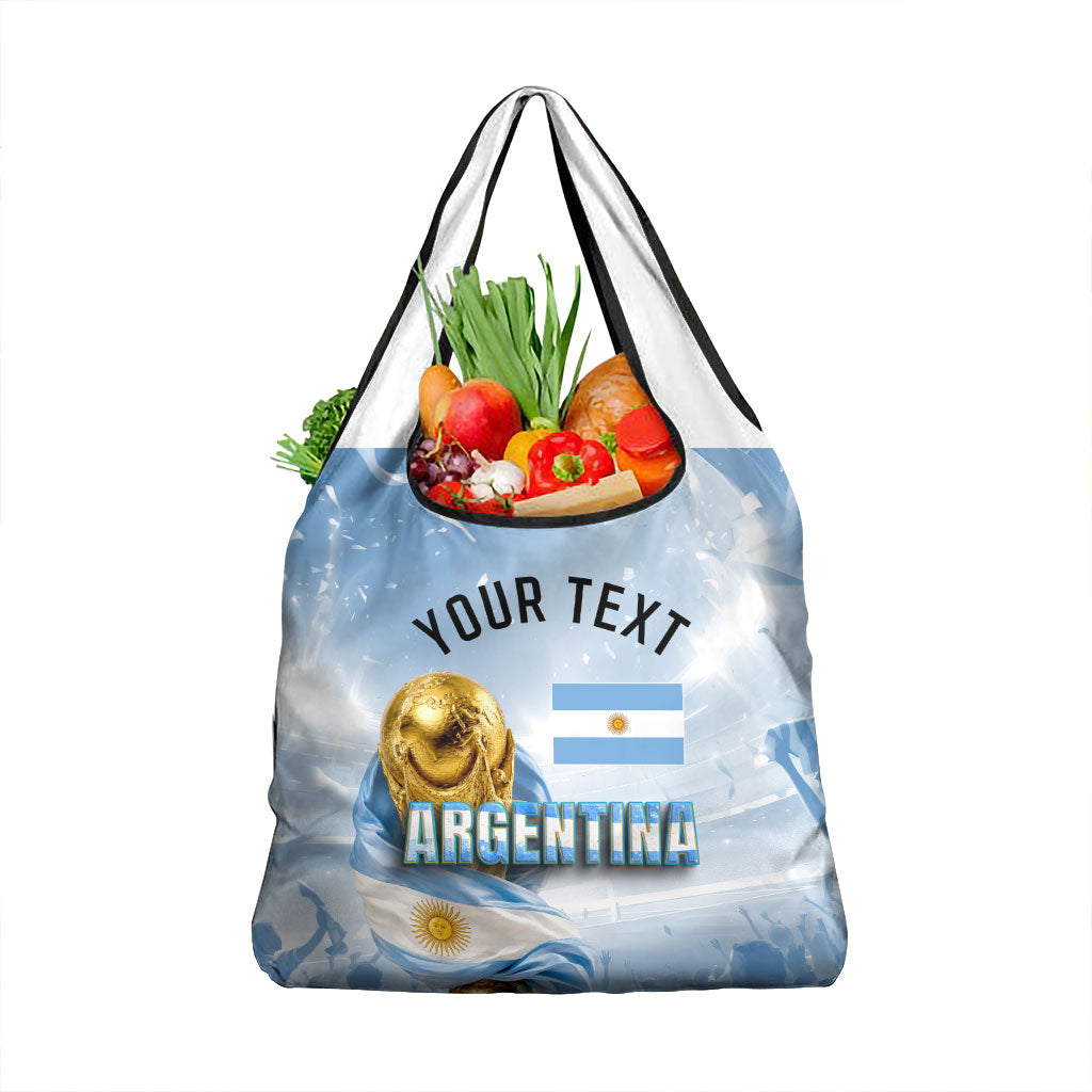 Personalized Argentina Football Champion Trophy Grocery Bag Flag Soccer Fan Graphic