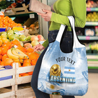 Personalized Argentina Football Champion Trophy Grocery Bag Flag Soccer Fan Graphic